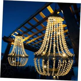 Sunnypark 768795994835 Hanging Solar Lantern Outdoor 28 Inch Modern Clear Crystal Acrylic Warm White