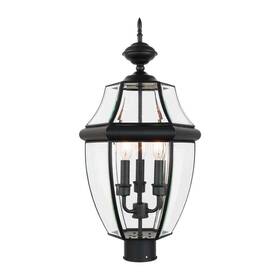 Ym-c7-1465 Sunpez 23.5 Inch H 3-light Black Metal Waterproof Post Lighting With Shade
