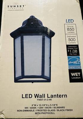 F9937-31-2-4k Sunset Lighting Led Outdoor Wall Lantern Photocell Black