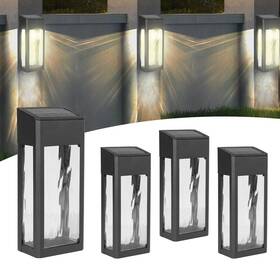Ss006 Sunshine Star Solar Outdoor Lights 4 Pack Textured Glass Wall For Yard Fence