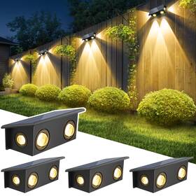 Ts-g0308-30-4p T-sun Solar Fence Lights Outdoor Led 2 Modes Warm White 4 Pack Waterproof