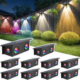 Ts-g0308-7c-10p T-sun Solar Fence Lights Outdoor Waterproof 8 Mode Rgb And Warm White Li Ts-g0308-7c-10p T-sun Solar Fence Lights Outdoor Waterproof 8 Mode Rgb And Warm White Li