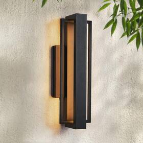 W2443led-bk Tarentlight Double Square Frame Outdoor Led Wall Light 15 Inch Textured Black Sconc