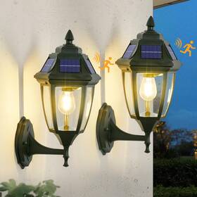 Tebsowl002 Teblampue Solar Porch Lights 2 Pack Motion Sensor Sconce Outdoor Aluminu