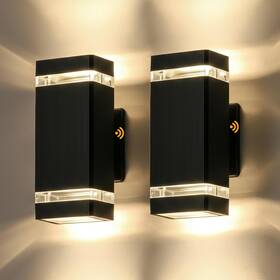 Jk0001-bk-1 Tesjaso Dusk To Dawn Outdoor Wall Light Modern Up Down Led Sconce Aluminum Waterpro