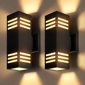 Xsj-221003 Tesjaso Outdoor Wall Lights 2 Pack Dusk To Dawn Up/down Porch Black Modern