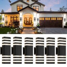 Ol3w6p Tewei 6 Pack Up And Down Outdoor Wall Lights 3-layer Black Modern Exterior L Ol3w6p Tewei 6 Pack Up And Down Outdoor Wall Lights 3-layer Black Modern Exterior L