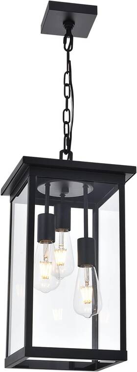 7705p-3lbl Todoluz 3-light Black Pendant Light Fixture Exterior Hanging Lantern Porch