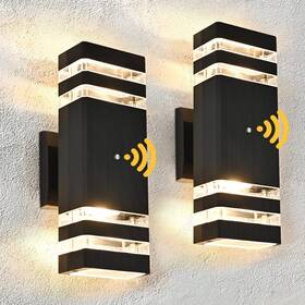 Totexil 424615967879 Dusk To Dawn Sensor Outdoor Wall Light 2 Pack Waterproof Sconce Black