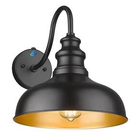 Ddrr00526w Treekee Dusk To Dawn Black Gooseneck Barn Light For Farmhouse 12 Inch Dome Exterior W