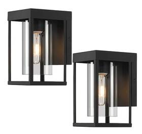 True Fine Lowes #2142ot-2pk Lot Of 2 Modern Exterior Porch Lights Matte Black 9 Inch New In Box