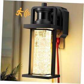 Wh-0433-segf03-1pus Tsunn Outdoor Wall Porch Light With Outlet 3 Motion Sensor Gfci-upgraded
