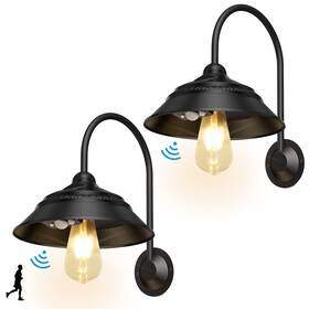 Ufelizor 725889186545 2 Pack Solar Barn Light Wall Mount Outdoor Sconce With 3 Li