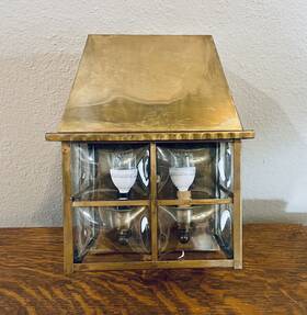 E-32985 Underwriters Vintage Mcm Brass Bubble Glass Nautical Lantern Porch Light Wall Mount Rewired