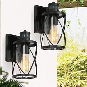A04746d Uolfin Tora 1-light Motion Sensor Clear Glass Shade Wall Lantern Sconce 2-pack A04746d Uolfin Tora 1-light Motion Sensor Clear Glass Shade Wall Lantern Sconce 2-pack