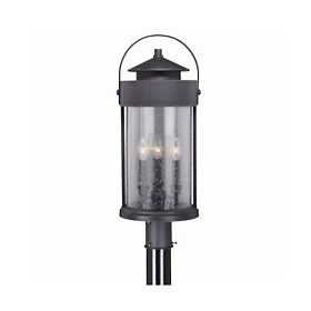 T0289 Vaxcel Cumberland 3l Dusk To Dawn Bronze Rustic Outdoor Post Light Clear Glass
