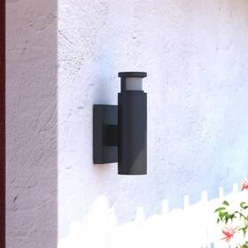 T0344 Vaxcel Chiasso Black Led Motion Sensor Dusk To Dawn Dark Sky Outdoor Wall Light