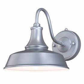 T0370 Vaxcel Dorado 1-light Dusk To Dawn Satin Silver And White Farmhouse Barn Dome Outdoor