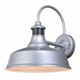 T0388 Vaxcel Outdoor Sconce Motion Steel Sensor Dusk To Dawn Wall Light Satin Silver