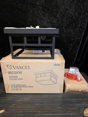T0440 Vaxcel Mission 2 Light 11-1/2 Inch Outdoor Flush Mount Oil Burnished Bronze Open Box