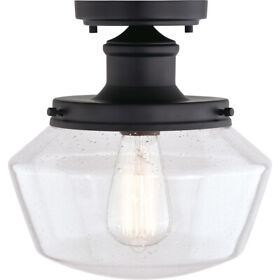 T0546 Vaxcel Collins 1 Light 10 Inch Matte Black Outdoor Ceiling