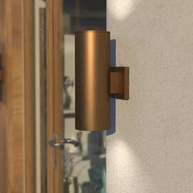 T0588 Vaxcel Outdoor Sconce 14.25 Inch Medium Aluminum Cylinder Incandescent Warm Brass