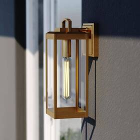 T0628 Vaxcel Kinzie 1 Light Brass Outdoor Wall Lantern With Dusk To Dawn Photocell Clear T0628 Vaxcel Kinzie 1 Light Brass Outdoor Wall Lantern With Dusk To Dawn Photocell Clear