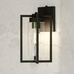 T0646 Vaxcel Kilbourne 1 Light Textured Black Dusk To Dawn Outdoor Wall Sconce Lantern Clear