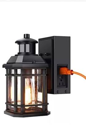 Vdkk 761312567253 Porch Lights With Gfci Outlet 3 Lighting Modes Motion Sensor Wall Light