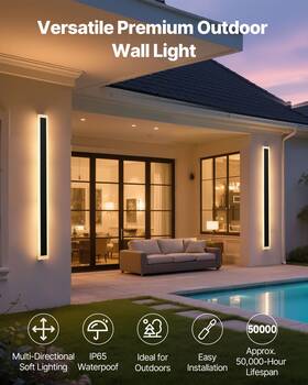 Vevor 197988158370 2pcs 59 Inch Dimmable Outdoor Wall Lights - Rgb Color Changing With Remote