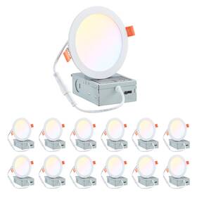 Gt-dl-5cct-ml-6 Vevor 12 Pack 6 In 5cct Led Recessed Ceiling Light With Junction Box 2700k-5000k