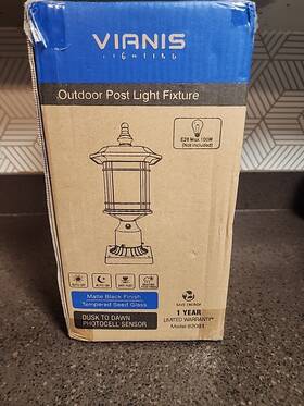 82081 Vianis Lighting Outdoor Light Post Fixture Matte Black