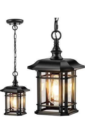 83081 Vianis Outdoor Pendant Light For Porch Black Exterior Hanging Lantern
