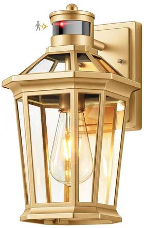 V81091gd Vianis Gold Outdoor Wall Lights With Motion Sensor Dusk To Dawn Outside Porch La