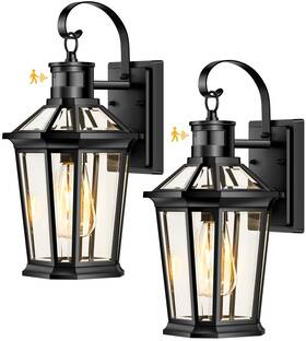 V81292bk Vianis Motion Sensor Outdoor Wall Lantern Black Waterproof Dusk To Dawn Led Exterio