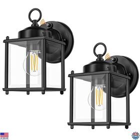 Gs8648-bk-fs Visit The Matameye Store Dusk To Dawn Outdoor Wall Sconce Waterproof Lanterns 2 Pack Black And Glass