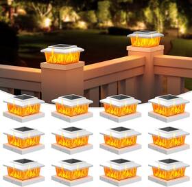 21647zm Volisun Solar Fence Post Lights 12pack White Deck Cap Flame Light