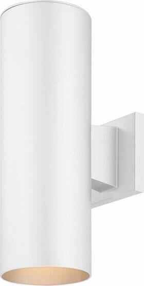 9635-6 Volume Lighting Medium 2-light White Aluminum Outdoor Cylinder Wall Mount - B5