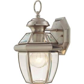 V9279-33 Volume Lighting Brushed Nickel Hardwired Outdoor Coach Light Sconce With Clear