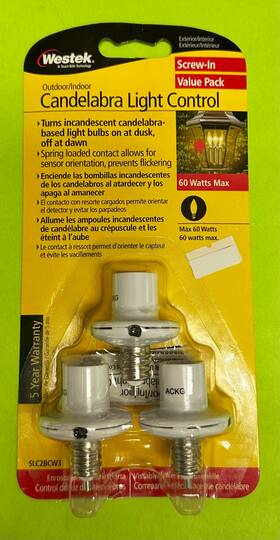 Slc2bcw3 Westek White E12 Candle Dusk To Dawn Socket Adapter 3-pack