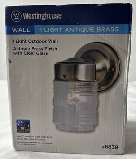 66839 Westinghouse Exterior Wall Lantern Antique Brass Finish W Clear Glass New 66839 Westinghouse Exterior Wall Lantern Antique Brass Finish W Clear Glass New
