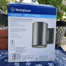 67973 Westinghouse Exterior Wall Fixture Polished Graphite Steel Outdoor Mount Modern