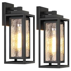Str-wl-0074-hs Wihtu 2pk Black Outdoor Wall Lanterns Waterproof Ripple Fixture For Porch Garage Patio Str-wl-0074-hs Wihtu 2pk Black Outdoor Wall Lanterns Waterproof Ripple Fixture For Porch Garage Patio