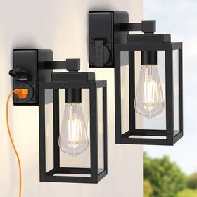 Wtwl173ab2 Wihtu Outdoor Wall Light Fixtures Sconce With Outlet 2-pack Porch Sc Wtwl173ab2 Wihtu Outdoor Wall Light Fixtures Sconce With Outlet 2-pack Porch Sc