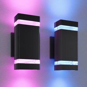 Wiselume 720310873865 Up And Down Outdoor Wall Light Rgb Color Changing Lights App&voice C