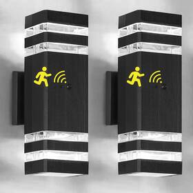 Wowlite 720310876972 2 Pack Motion Sensor Dawn To Dusk Outdoor Light Fixture Black Aluminum Exter