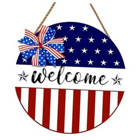 Wreath2503-2 Wuhetyo Fz4th 4th Of July Independence Day Wreath Patriotic Stars Sign Red White Blue Star-2
