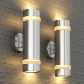 Xiang Xing Lighting 668a/psr Outdoor Wall Light Dusk-to-dawn Sensor Waterproof Brushed Nickel 2-pack