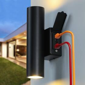 Hwbd006-led-bk Yklitg Led Porch Lights With Gfci Outlet 3000k Outdoor Wall Exterior Lighting Fixture M Hwbd006-led-bk Yklitg Led Porch Lights With Gfci Outlet 3000k Outdoor Wall Exterior Lighting Fixture M