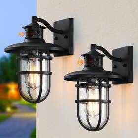 Hwbd007-1-bk2-gy Yklitg 2 Pack Motion Sensor Outdoor Porch Light Outside Dusk To Dawn Exterior Wall M